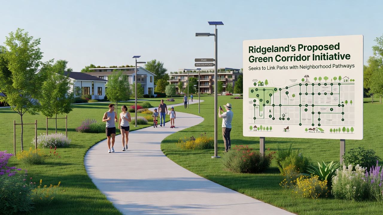 Community members reviewing green corridor maps during a Ridgeland planning session